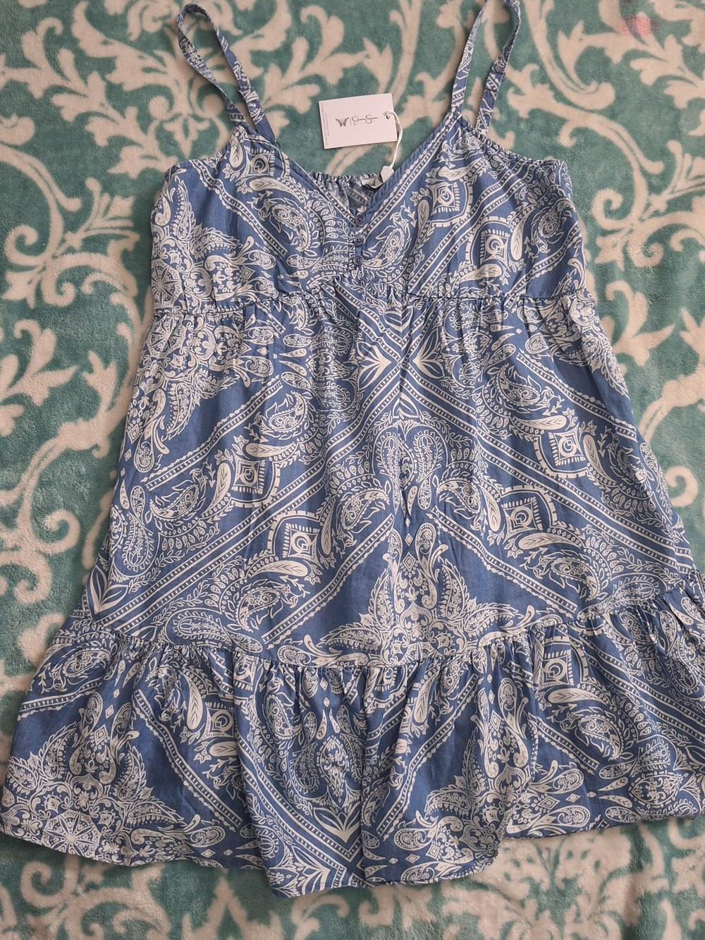 Jessica Simpson Light Blue Paisley Sleeveless Dress